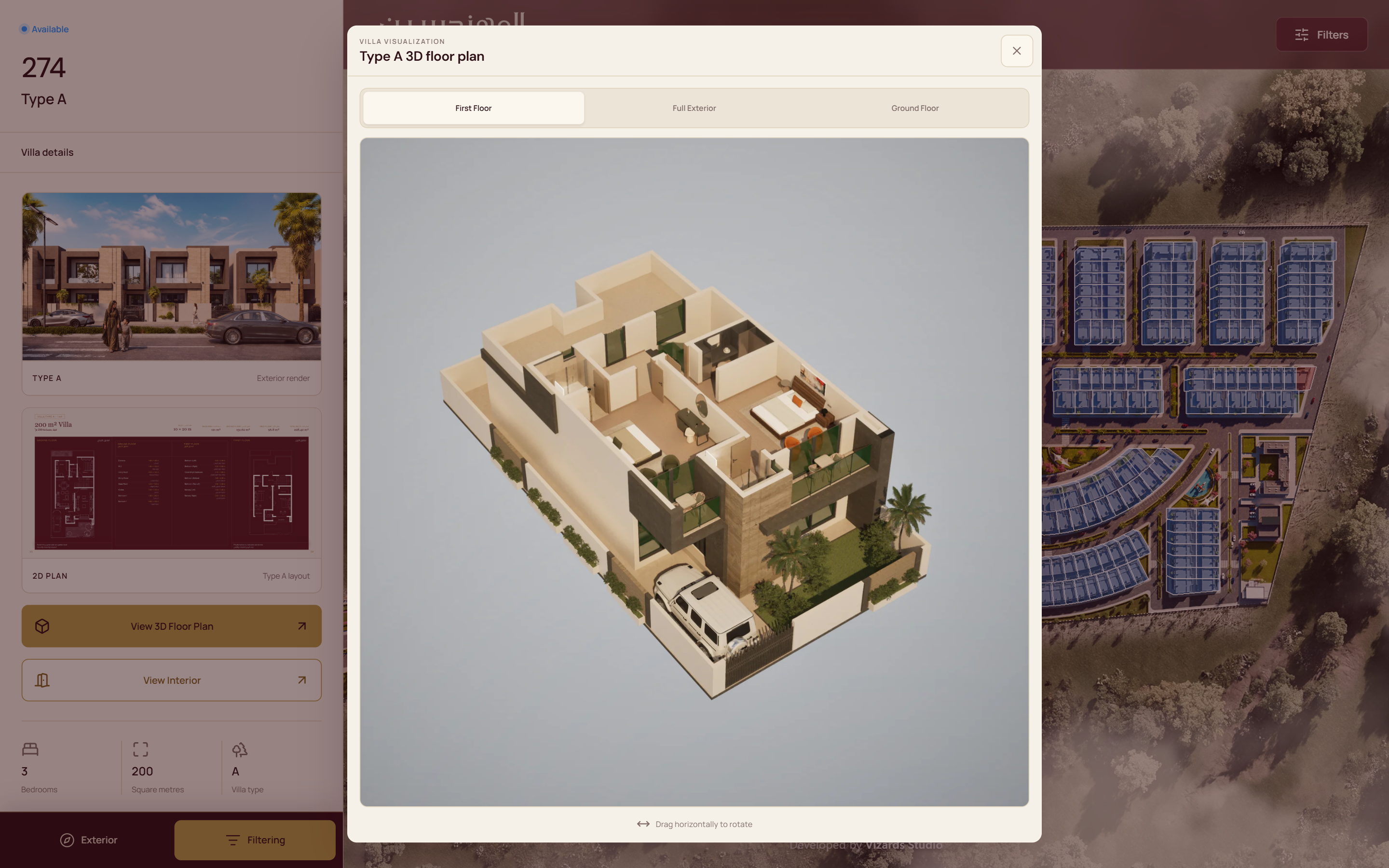 TouchViz Web first-floor 3D floor plan view