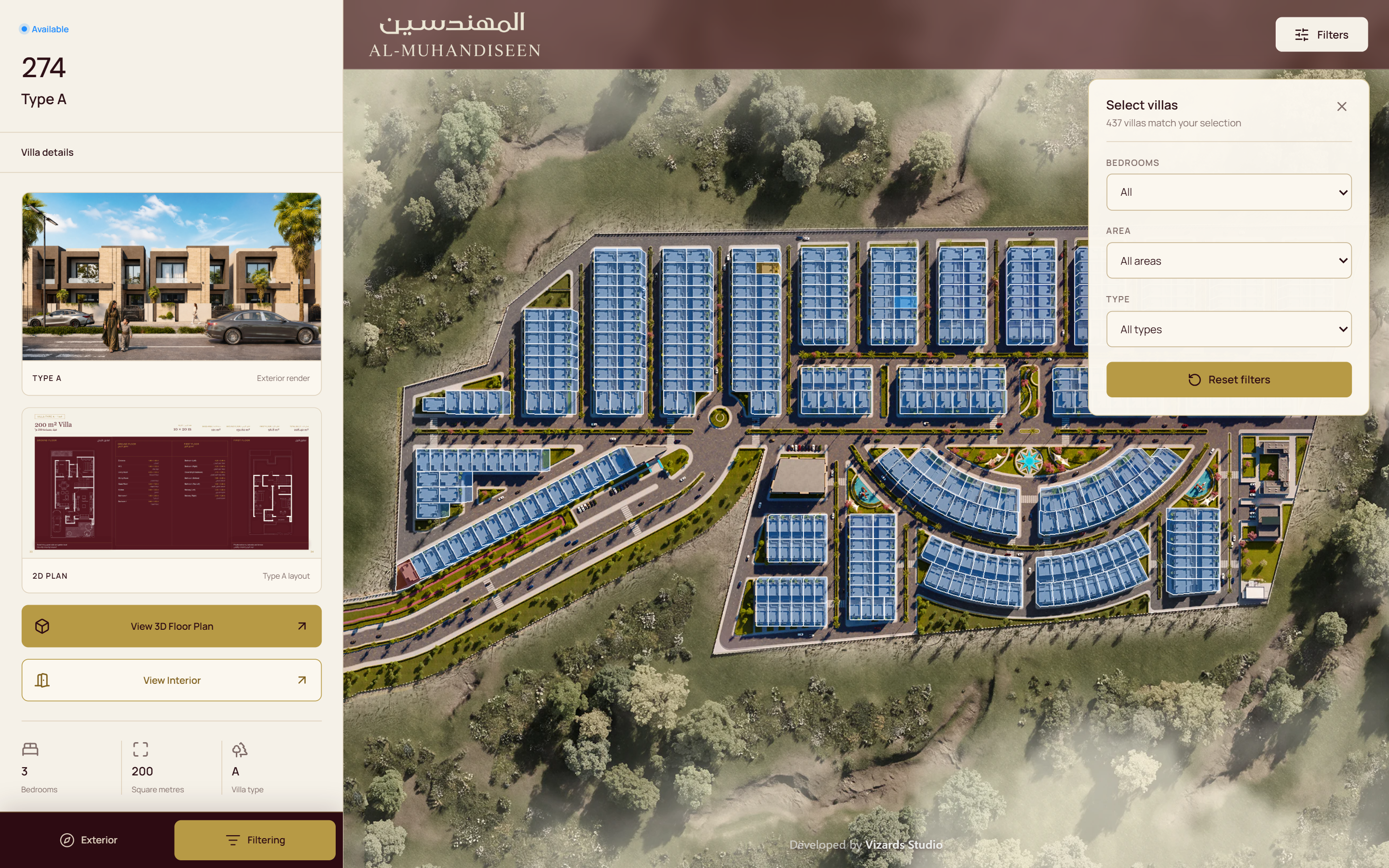 TouchViz Web property filtering and selection view